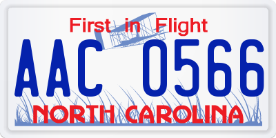 NC license plate AAC0566