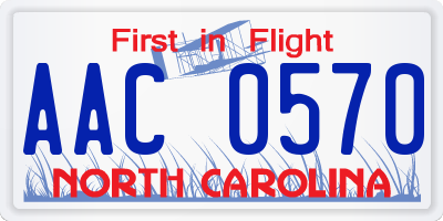 NC license plate AAC0570