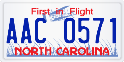 NC license plate AAC0571