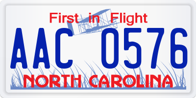 NC license plate AAC0576