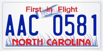 NC license plate AAC0581