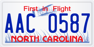 NC license plate AAC0587