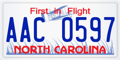 NC license plate AAC0597