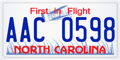 NC license plate AAC0598