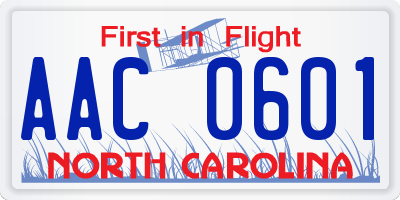 NC license plate AAC0601