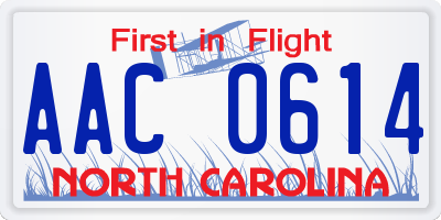NC license plate AAC0614