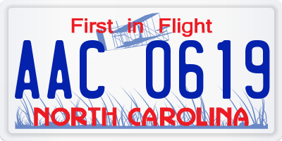 NC license plate AAC0619