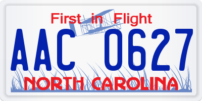 NC license plate AAC0627