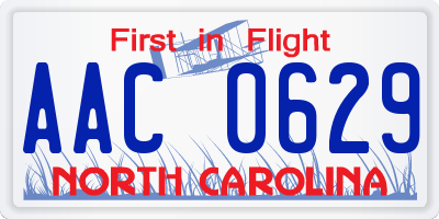 NC license plate AAC0629