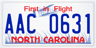 NC license plate AAC0631