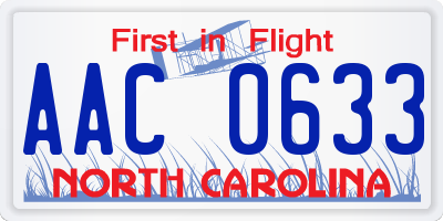 NC license plate AAC0633