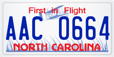 NC license plate AAC0664