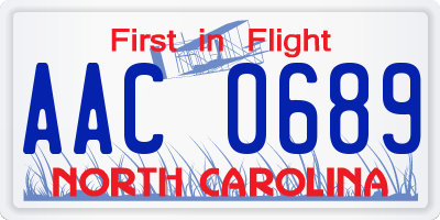 NC license plate AAC0689