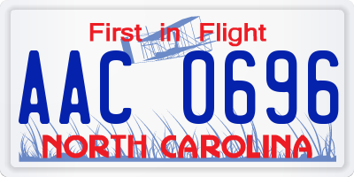 NC license plate AAC0696