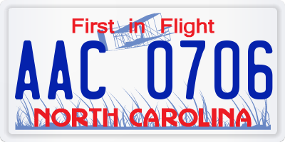 NC license plate AAC0706