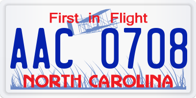 NC license plate AAC0708