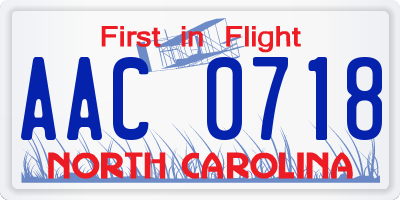 NC license plate AAC0718
