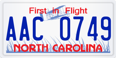 NC license plate AAC0749