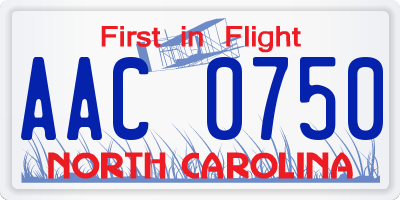 NC license plate AAC0750