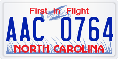 NC license plate AAC0764