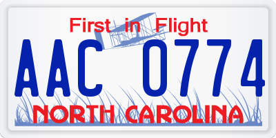 NC license plate AAC0774