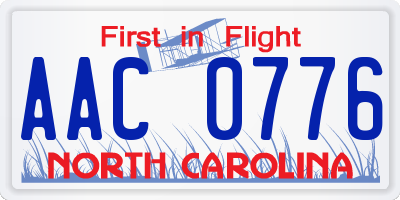 NC license plate AAC0776