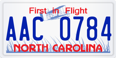 NC license plate AAC0784
