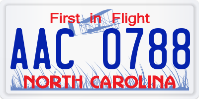 NC license plate AAC0788