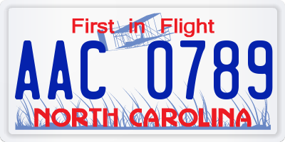 NC license plate AAC0789