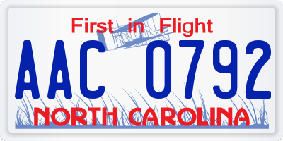 NC license plate AAC0792