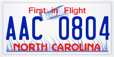 NC license plate AAC0804