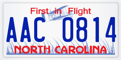 NC license plate AAC0814