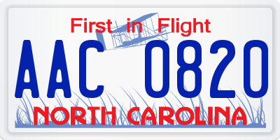 NC license plate AAC0820