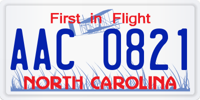 NC license plate AAC0821