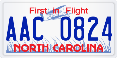 NC license plate AAC0824