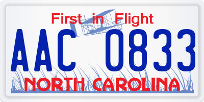 NC license plate AAC0833