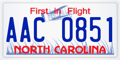 NC license plate AAC0851