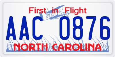 NC license plate AAC0876