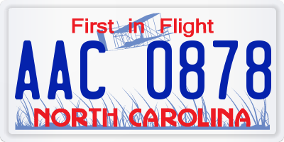 NC license plate AAC0878