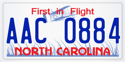 NC license plate AAC0884