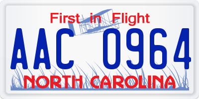 NC license plate AAC0964