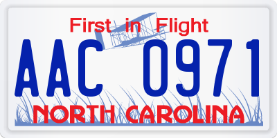 NC license plate AAC0971