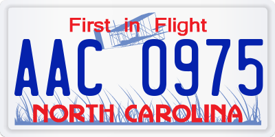 NC license plate AAC0975