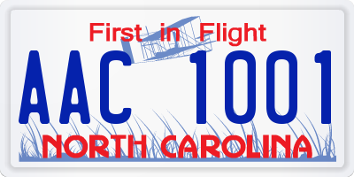 NC license plate AAC1001