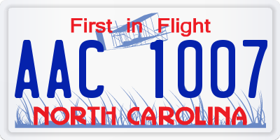 NC license plate AAC1007