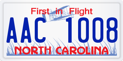 NC license plate AAC1008