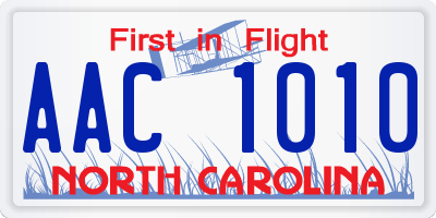 NC license plate AAC1010
