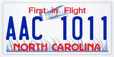NC license plate AAC1011