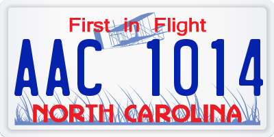 NC license plate AAC1014