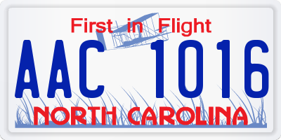 NC license plate AAC1016